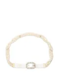 CHANEL Pre-Owned 1986-1988 pearl-embellished leather belt - White