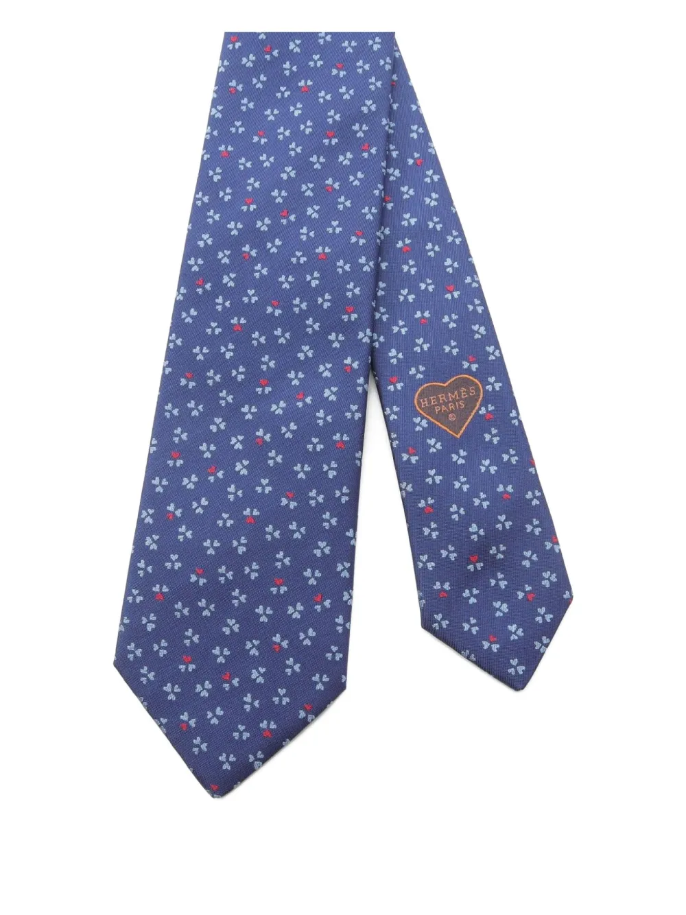 Pre-owned Hermes 2020s Trois De Coeur Silk Tie In Blue
