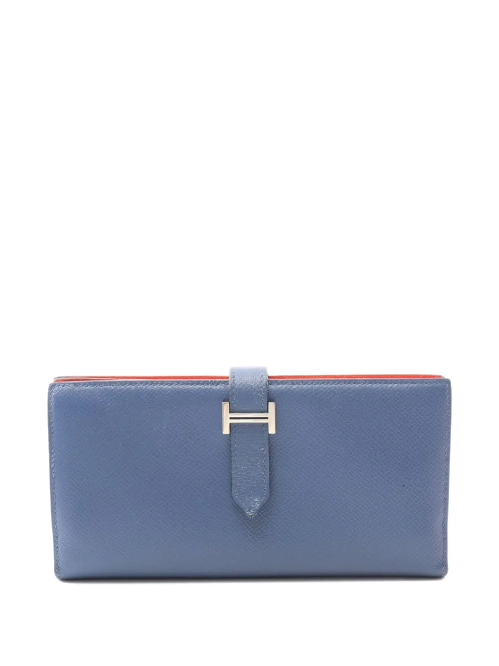 Pre-owned Hermes 2018 Bear Souffle Bi-fold Wallet In Blue