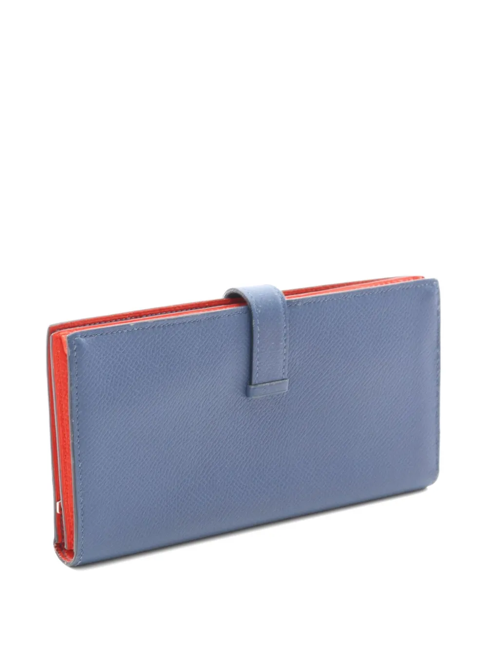 Pre-owned Hermes 2018 Bear Souffle Bi-fold Wallet In Blue