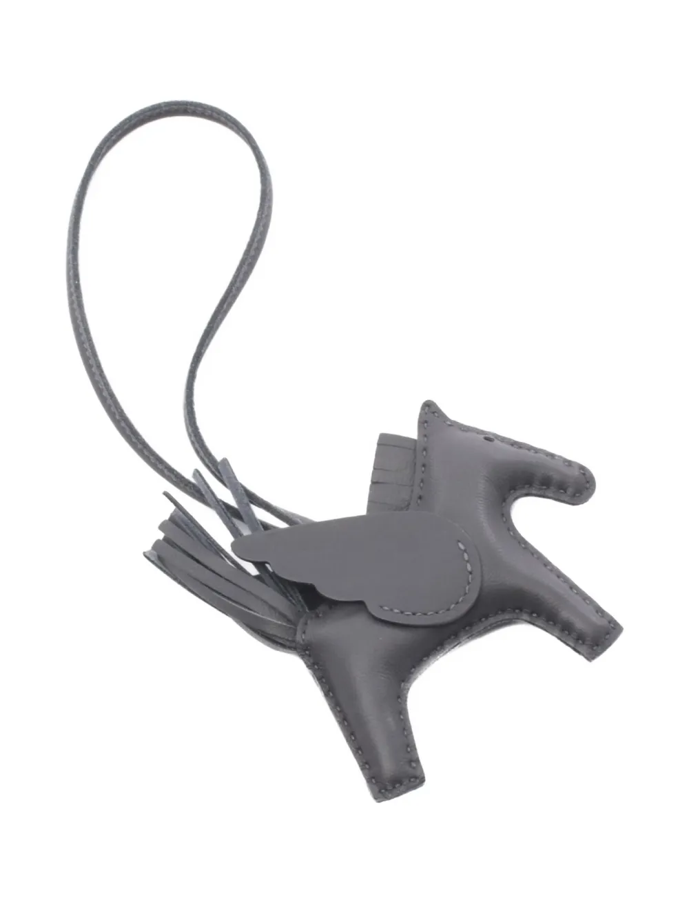 Pre-owned Hermes 2024 Rodeo Pegasus Pm Bag Charm In Gray