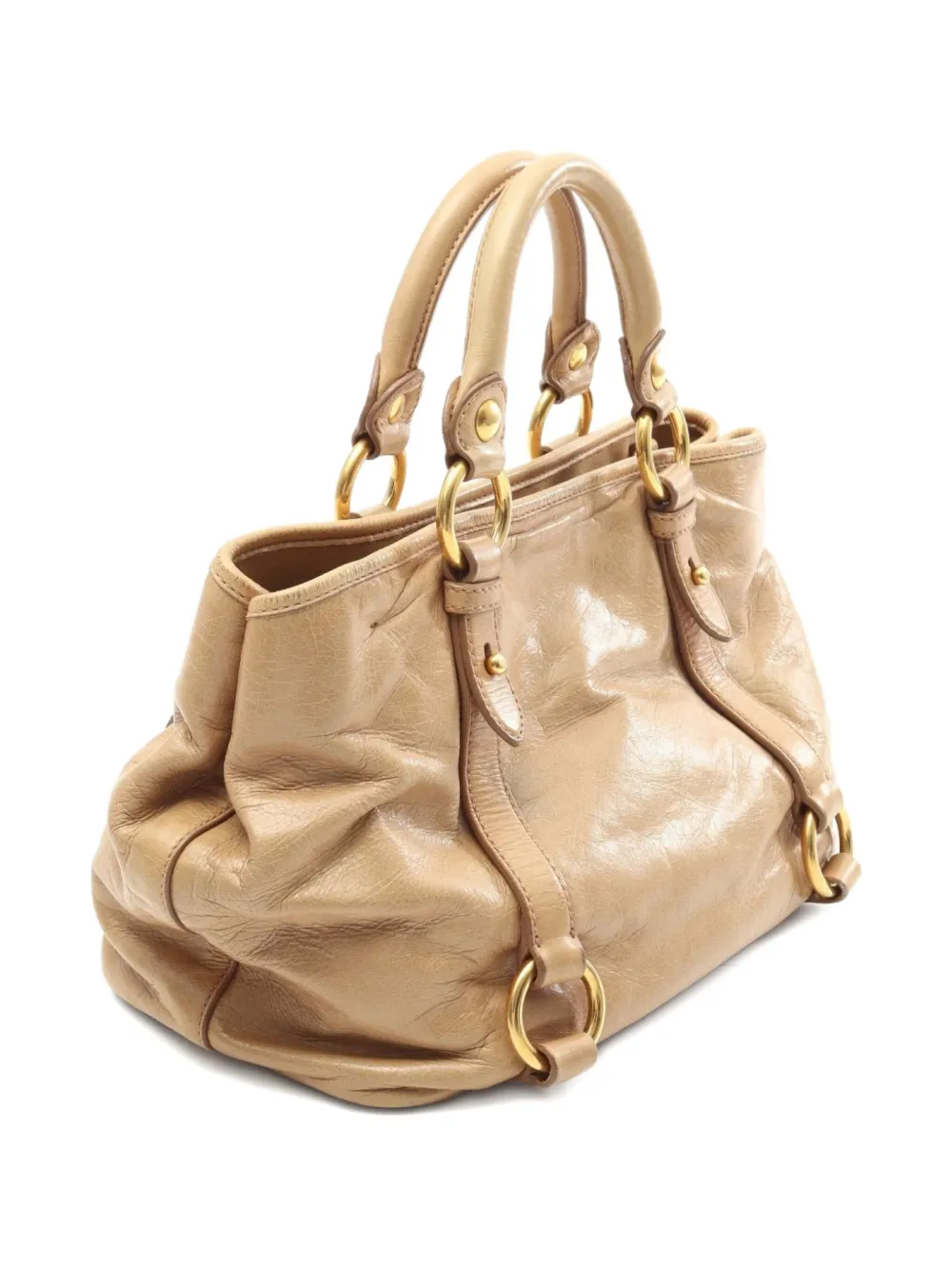 Pre-owned Miu Miu 2000s Leather Two-way Shoulder Bag In Brown