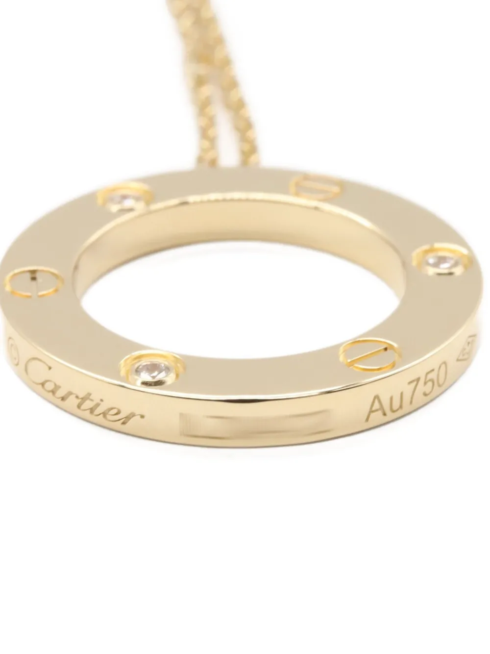 Pre-owned Cartier 10s 18k Yellow Gold Diamond Circle Necklace