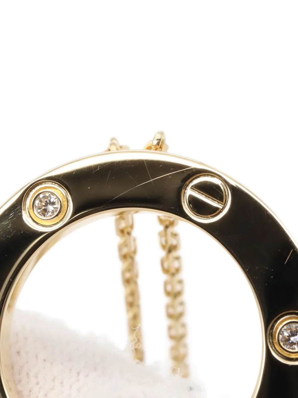 Pre-owned Cartier 10s 18k Yellow Gold Diamond Circle Necklace
