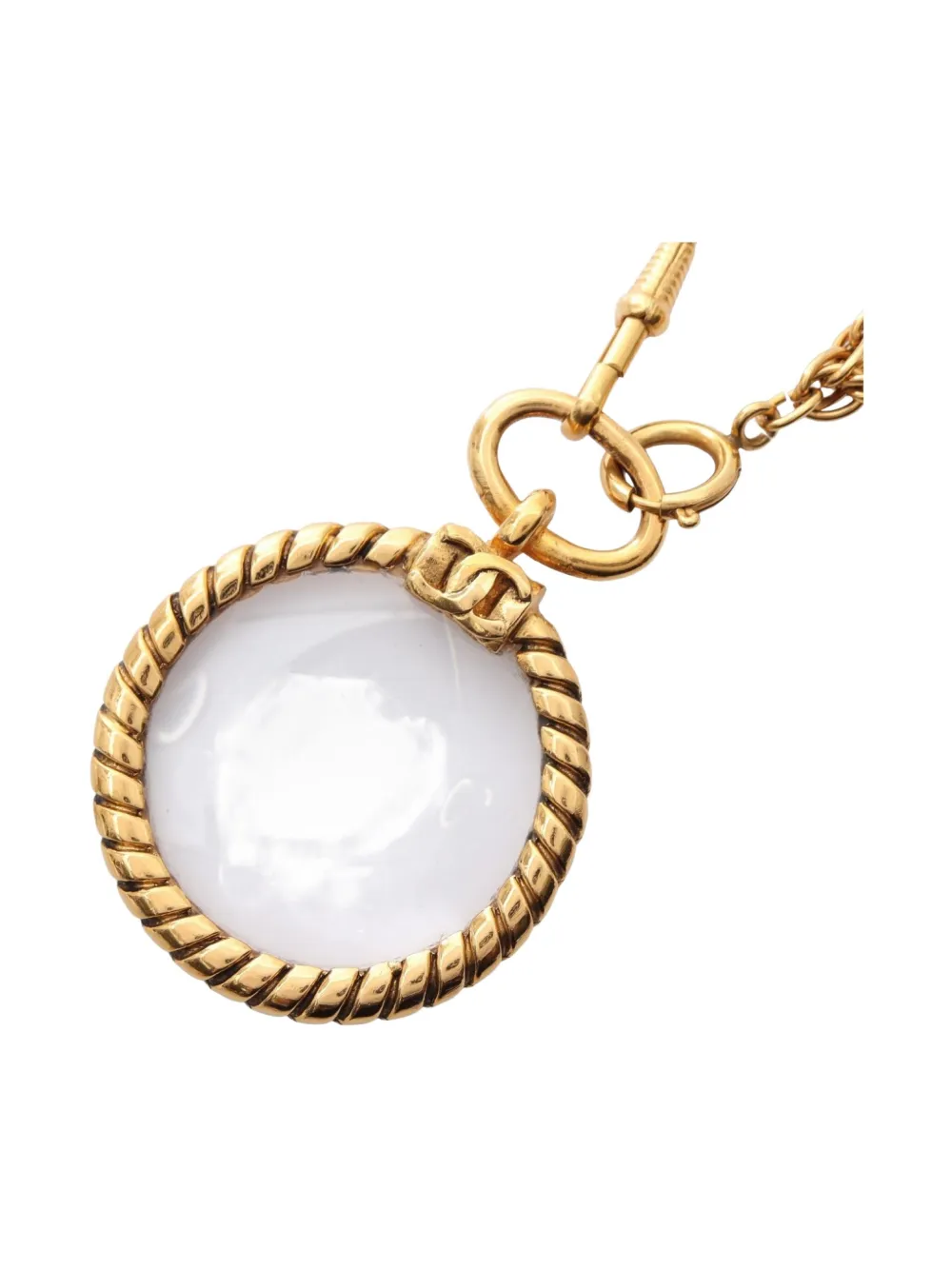 Pre-owned Chanel 1986-1988 Coco-mark Loupe Necklace In Gold