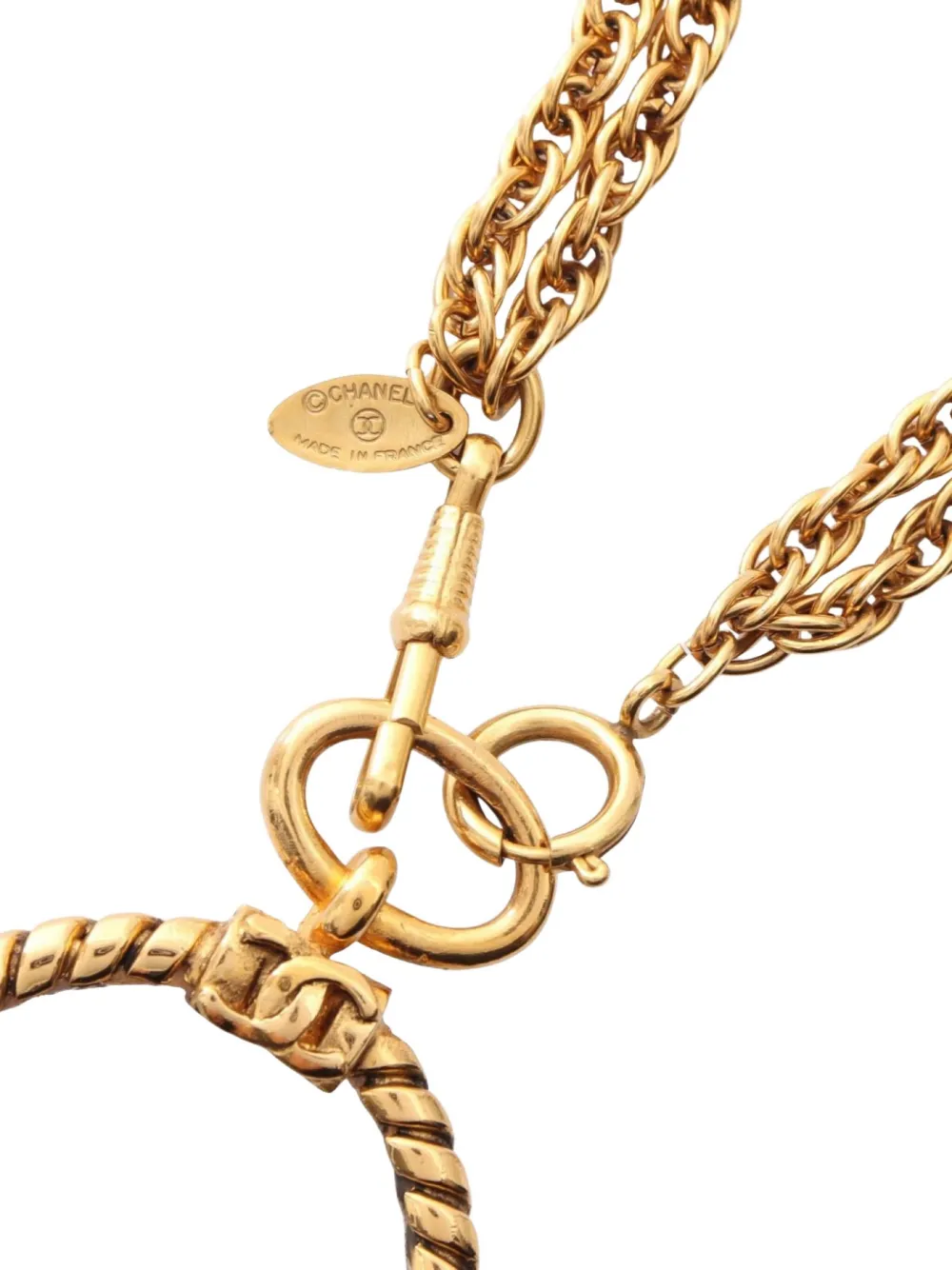 Pre-owned Chanel 1986-1988 Coco-mark Loupe Necklace In Gold