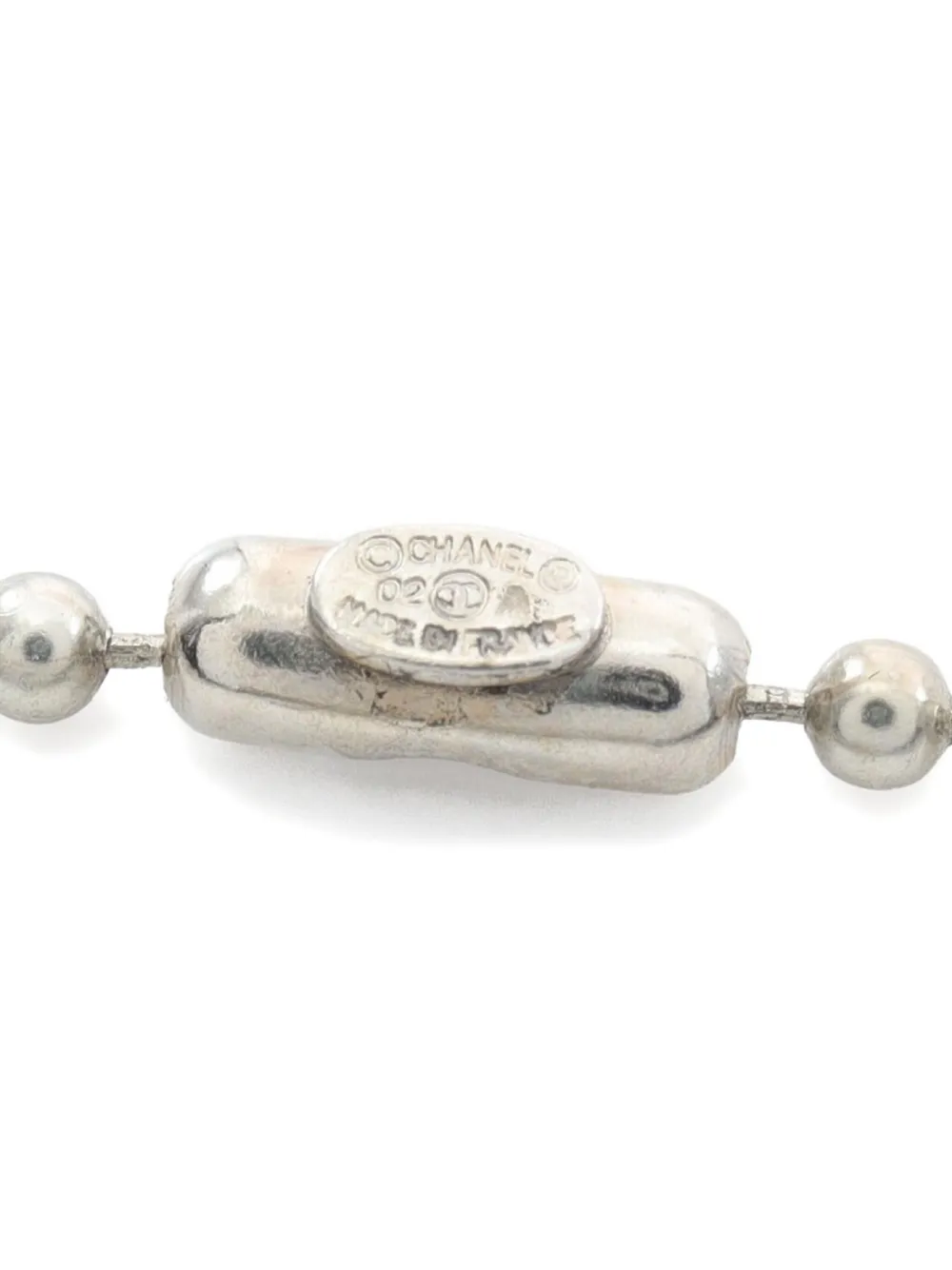 Pre-owned Chanel 1986~1988 Mademoiselle Ball-chain Necklace In Silver