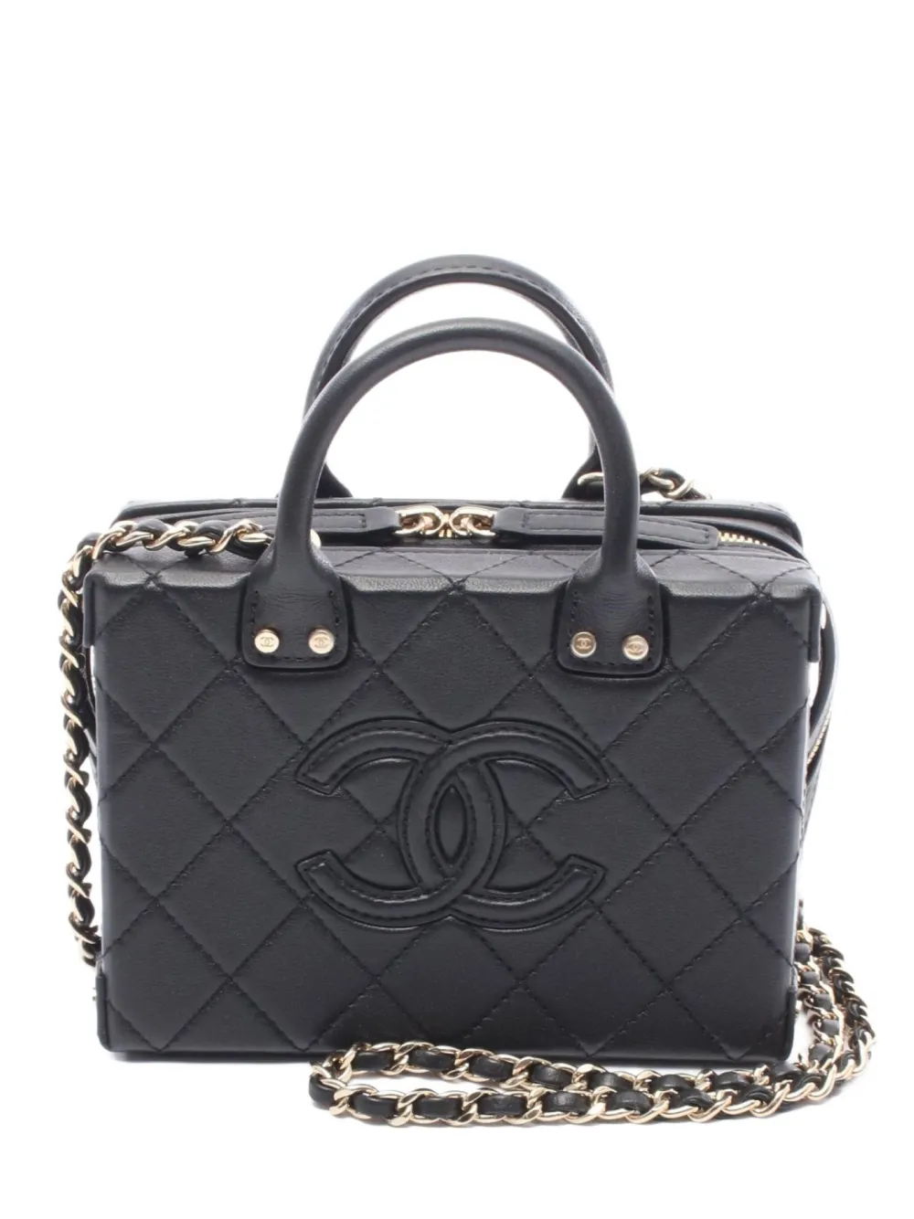 CHANEL Pre-Owned 2021s small diamond-quilted two-way vanity bag | Black | Image 1
