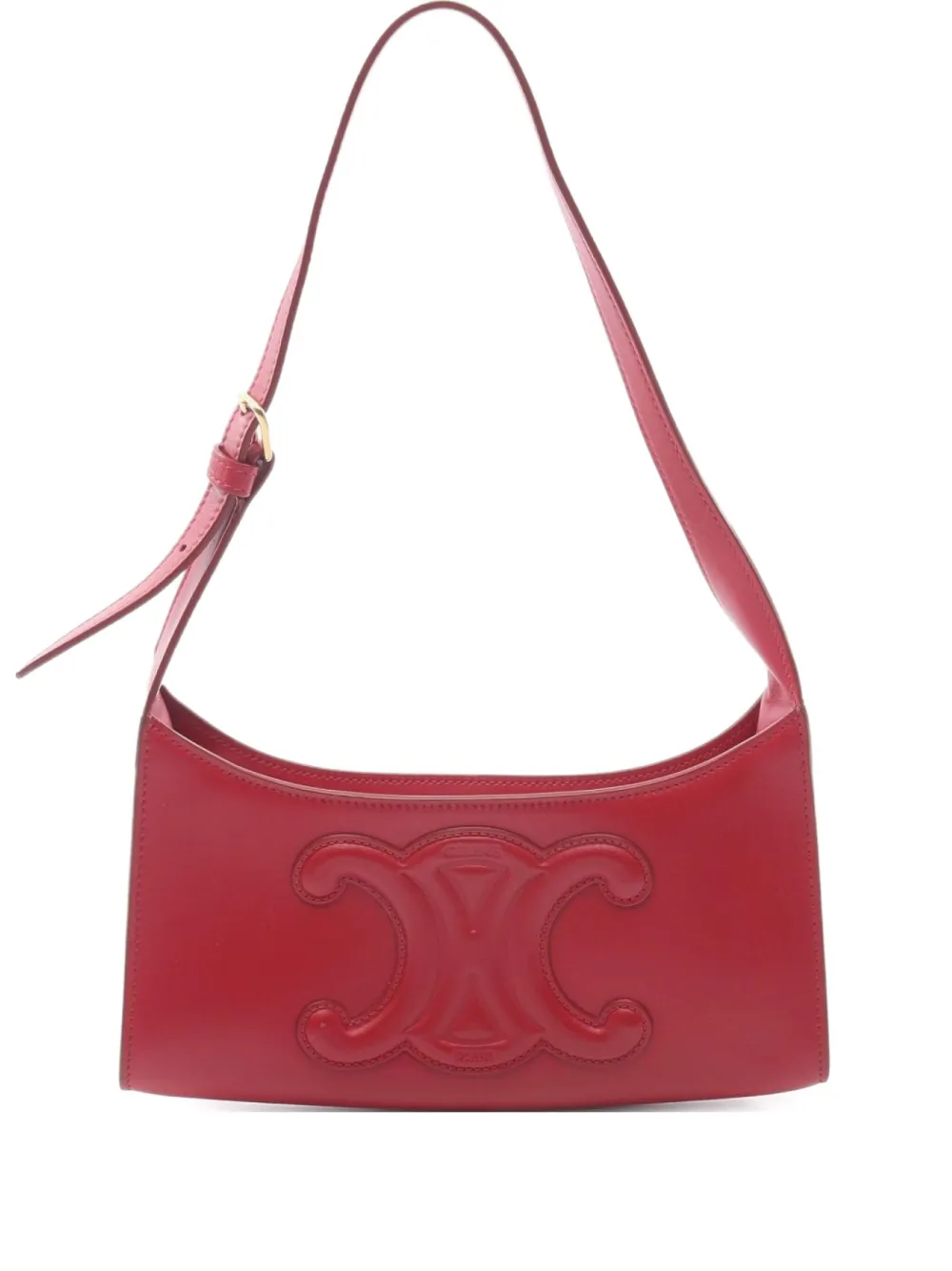 Pre-owned Celine 2010s Triomphe Leather Shoulder Bag In Red