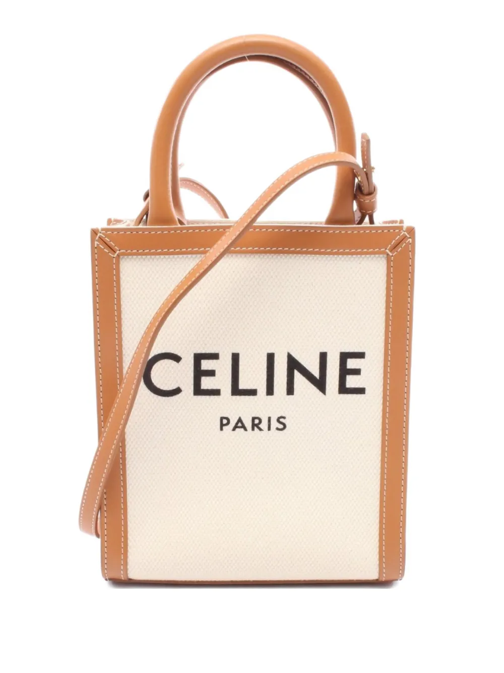 Pre-owned Celine 2000s Mini Vertical Cabas Two-way Handbag In Brown