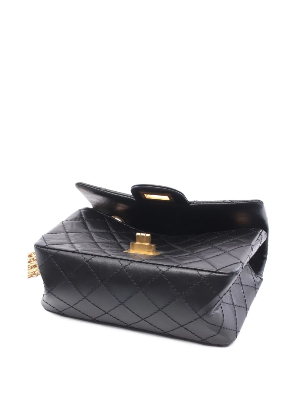 Pre-owned Chanel 2021 Mini 2.55 Matelasse Shoulder Bag In Black