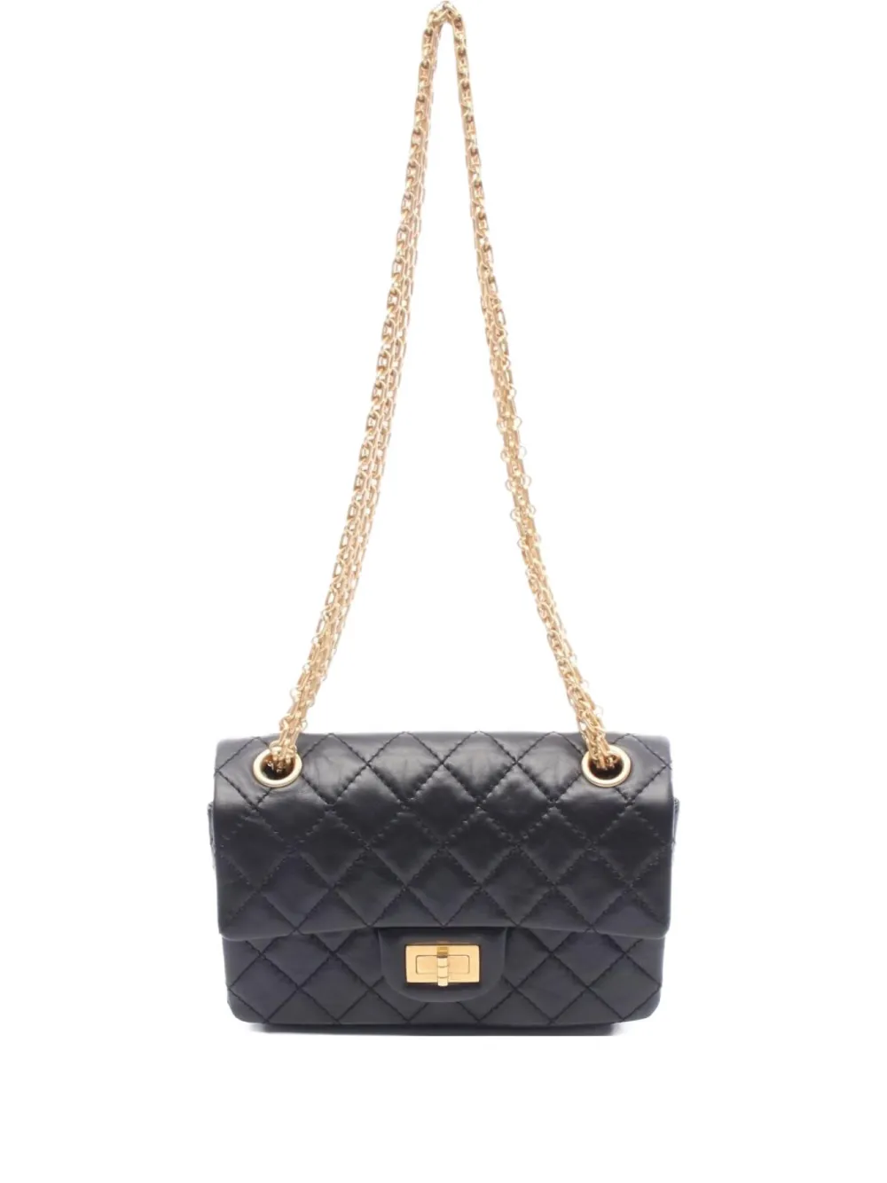 CHANEL Pre-Owned 2021 2.55 マトラッセ ショルダーバッグ ミニ - ブラック CHANEL Pre-Owned 2021 2.55 マトラッセ ショルダーバッグ ミニ - ブラック