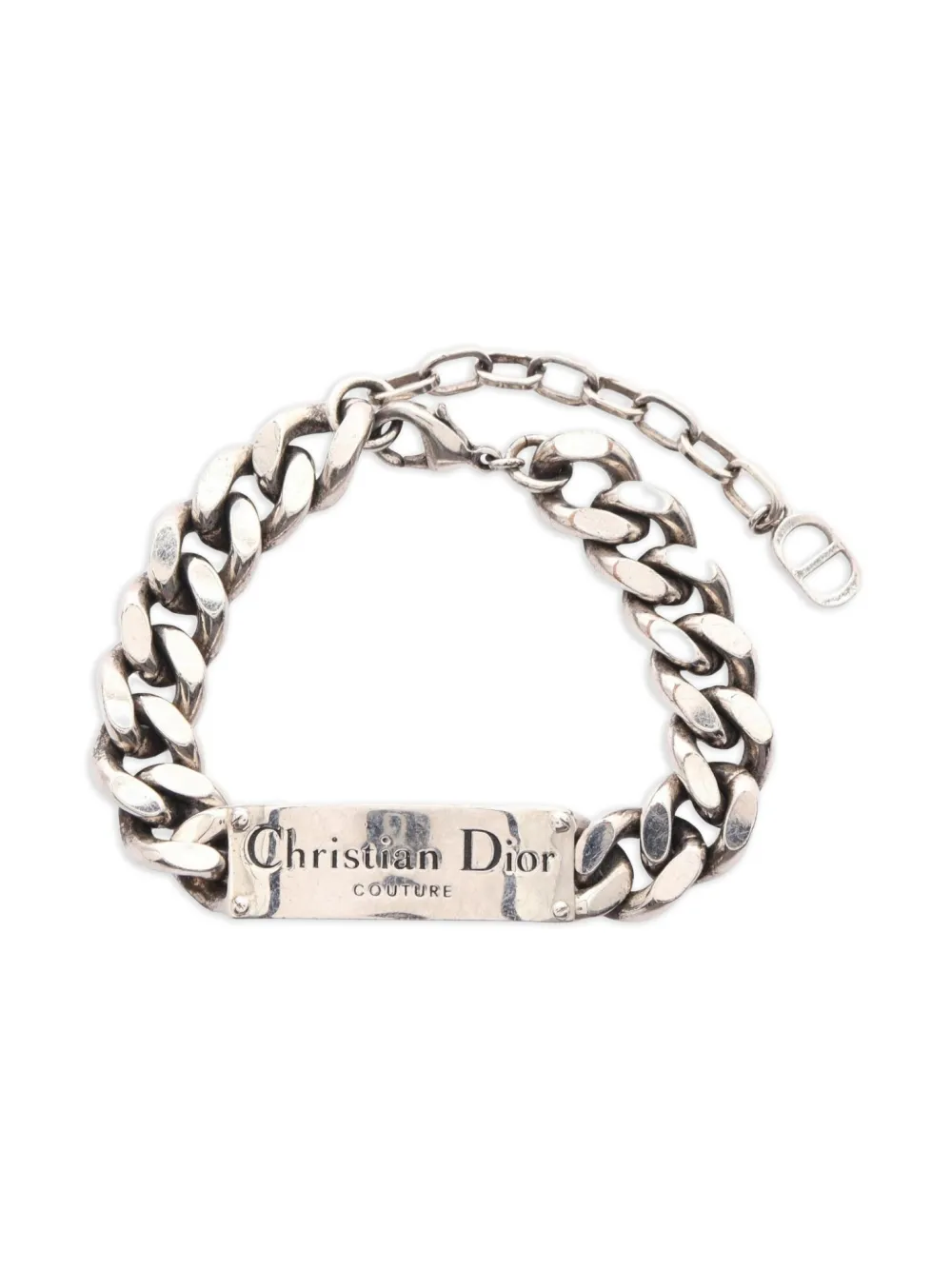 Christian Dior Pre-Owned 2000s Couture curb-chain plaque bracelet | Grey | Image 1