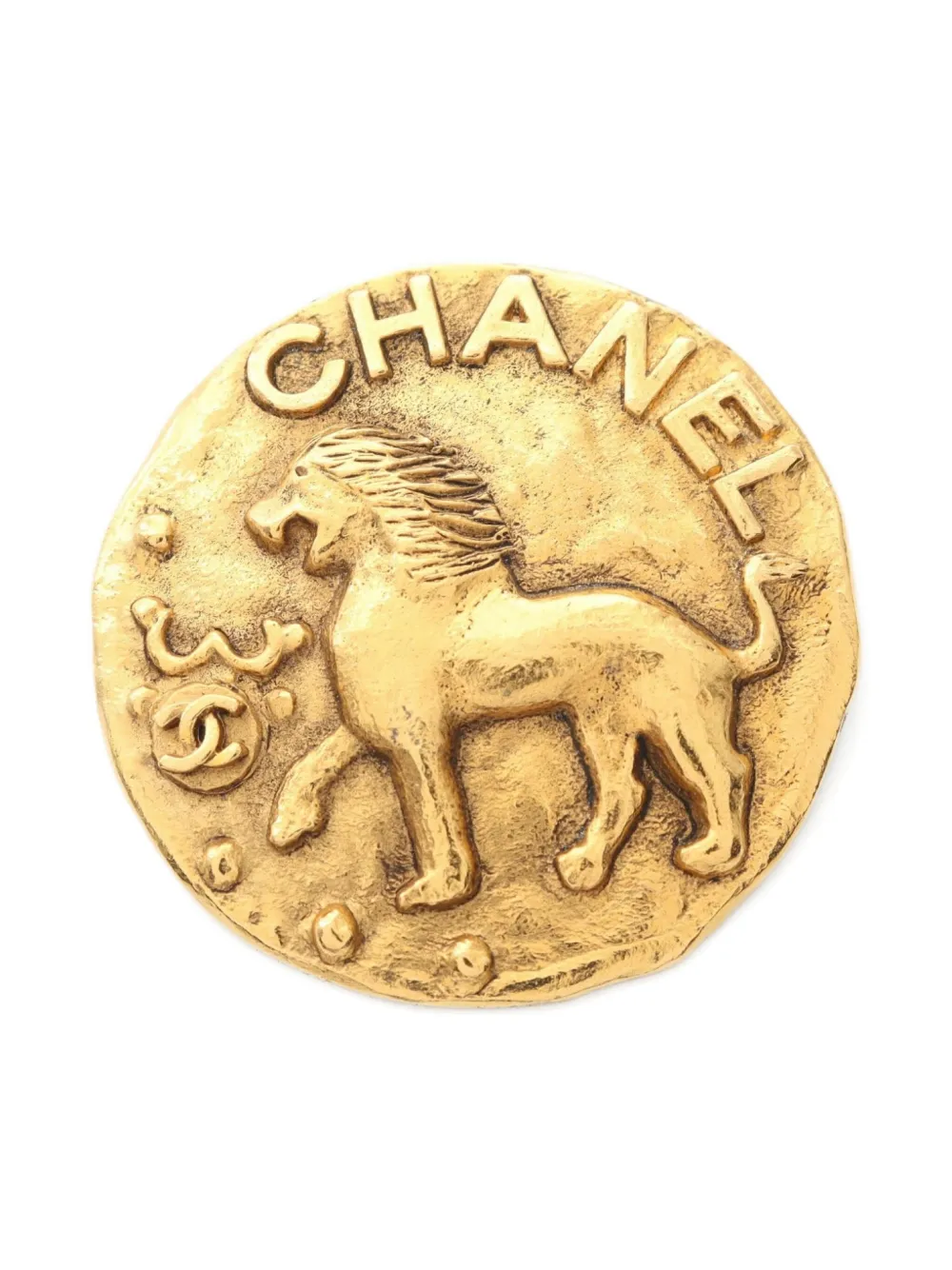 Pre-owned Chanel 1986-1988 Coco Mark Brooch In Gold