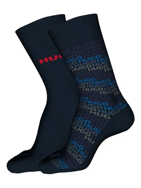 HUGO Kit 2 pares de meias com estampa de logo