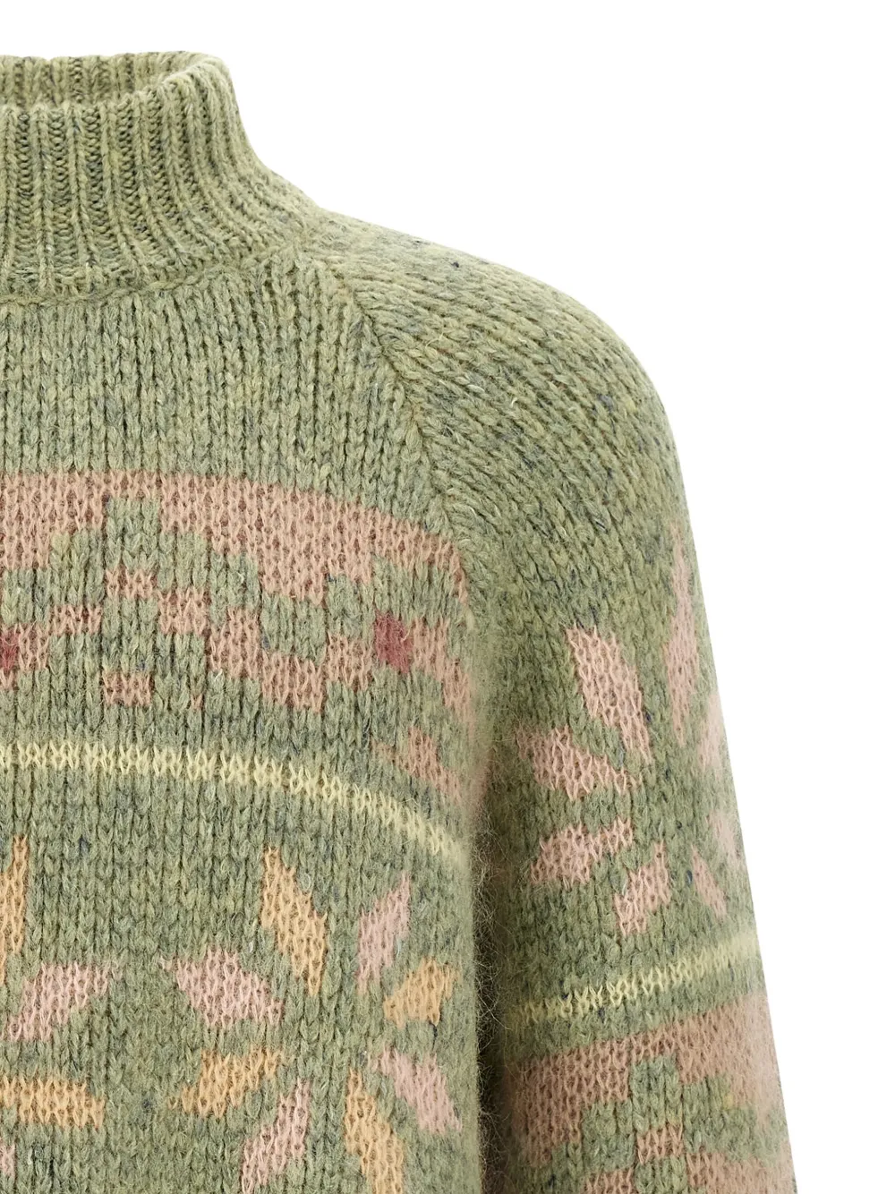 Magliano Intarsia-pattern Mock-neck Sweater In Green