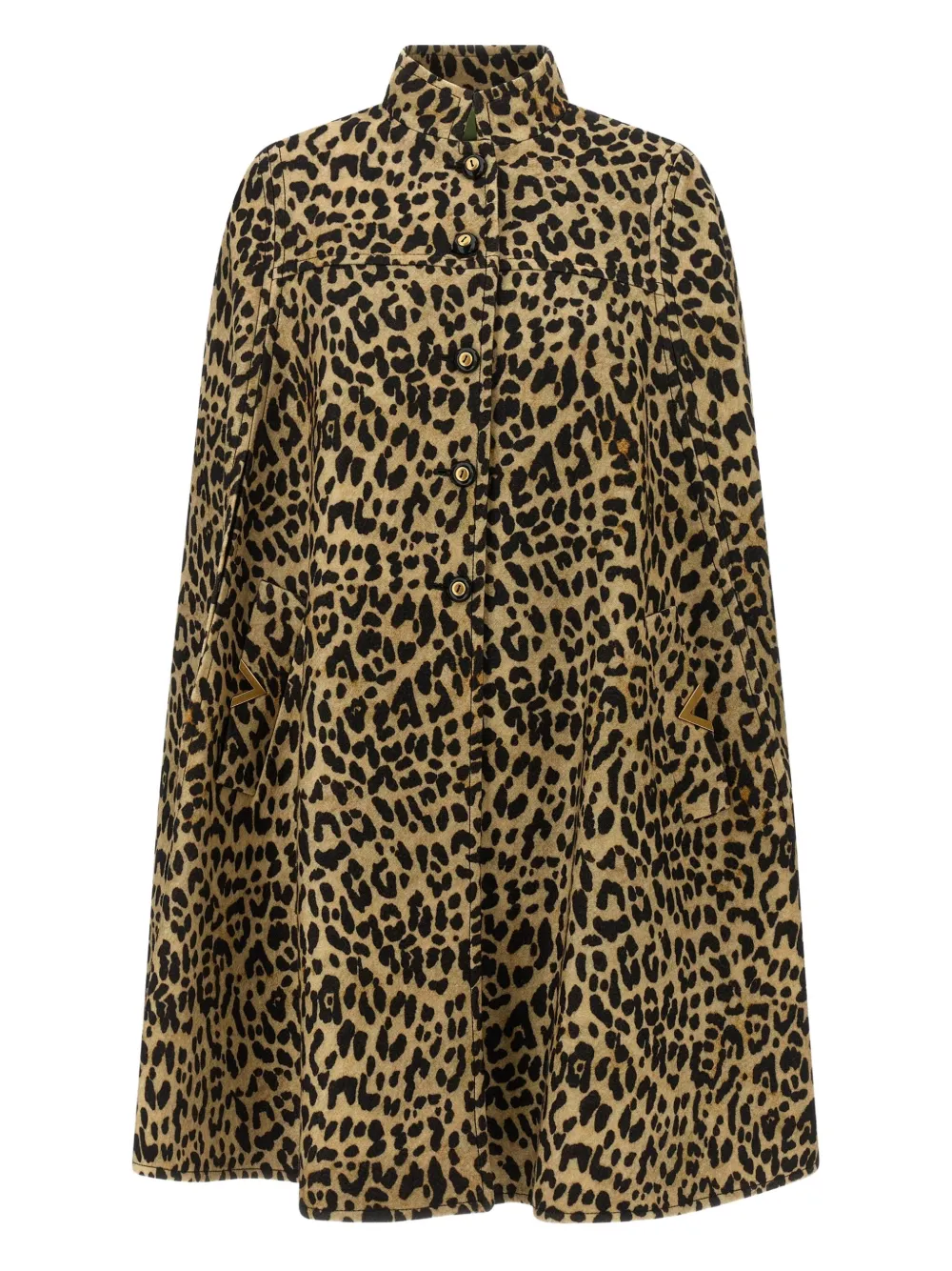 Valentino Garavani Cape In Animalier Cloth In Brown