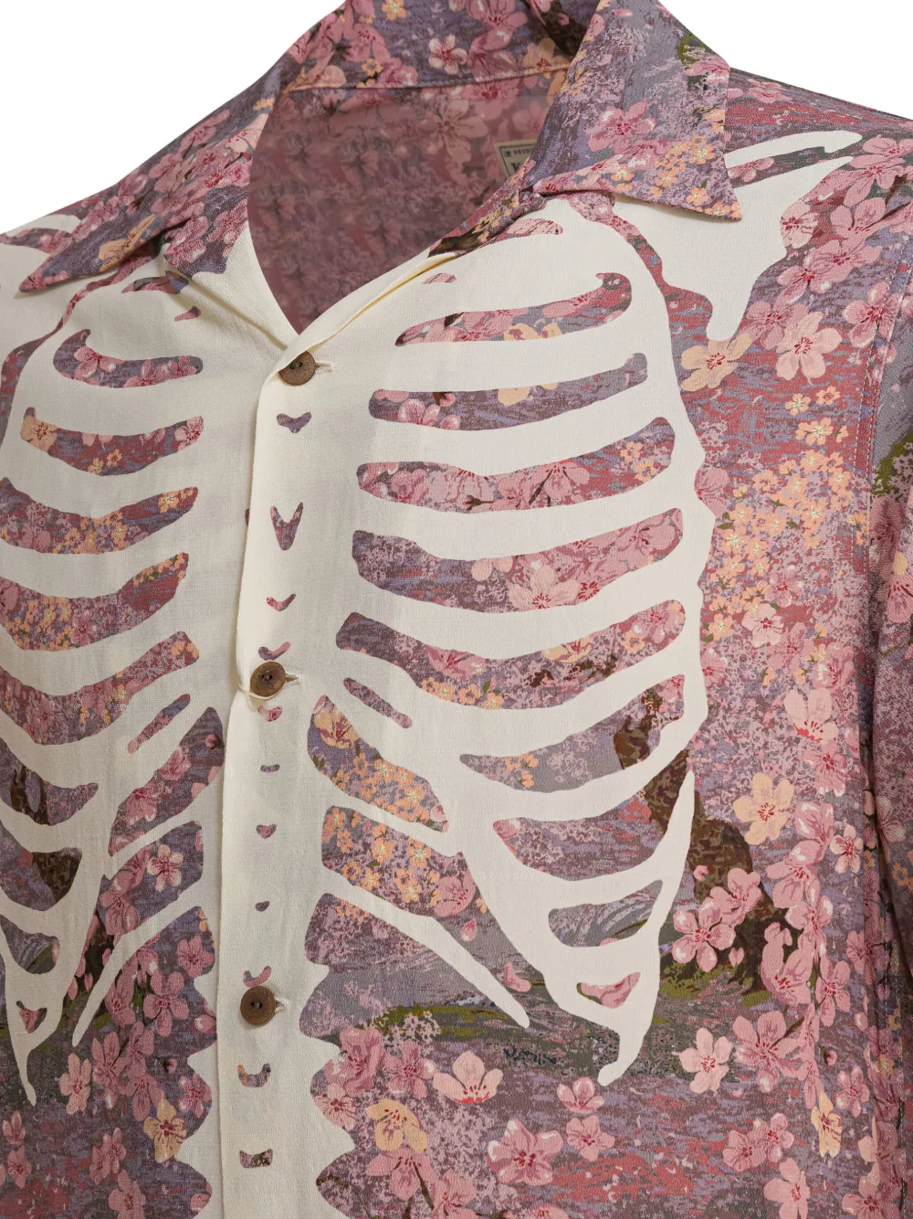 KAPITAL Skeleton overhemd met bloemenprint Roze