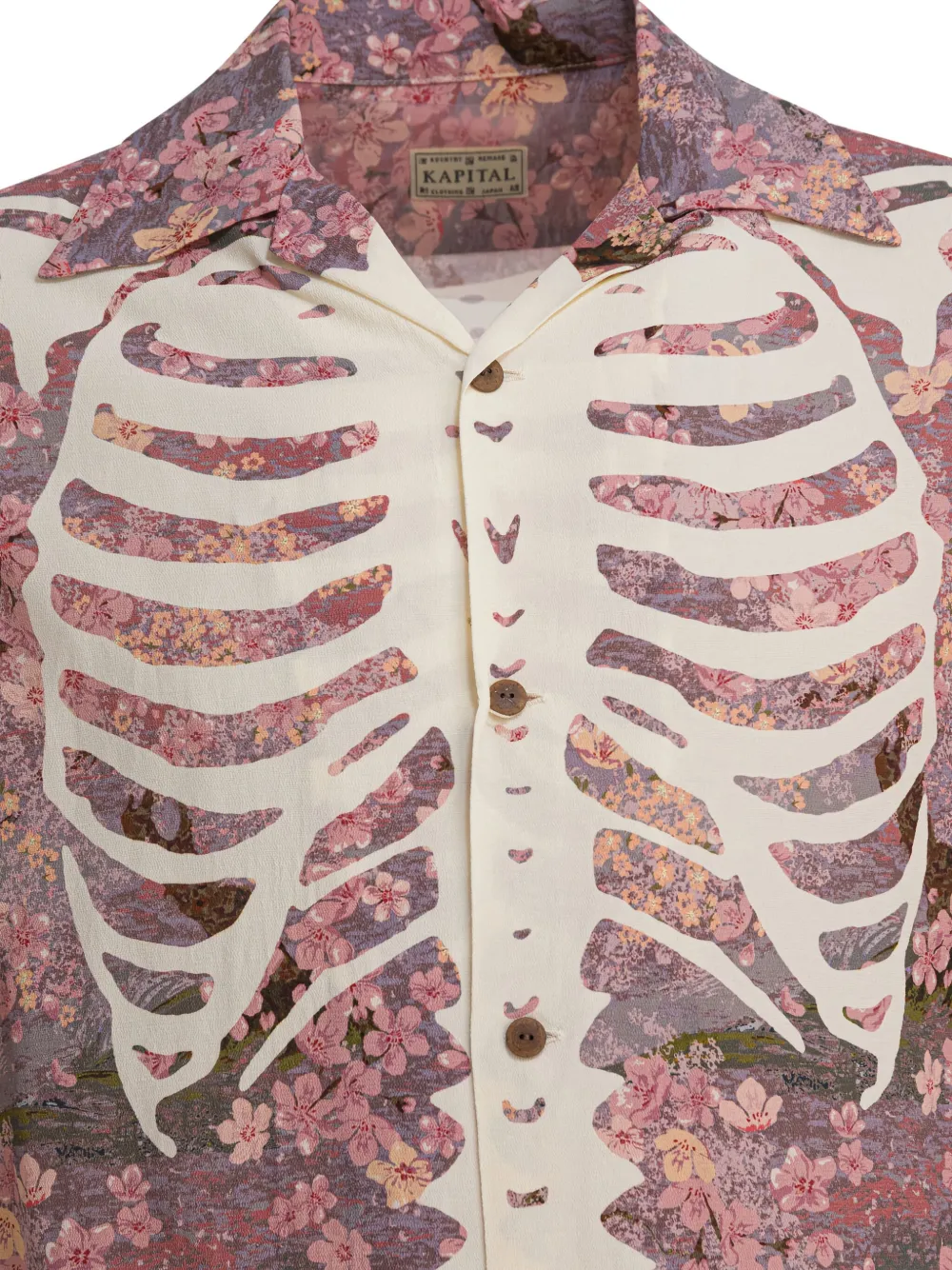 KAPITAL Skeleton overhemd met bloemenprint Roze