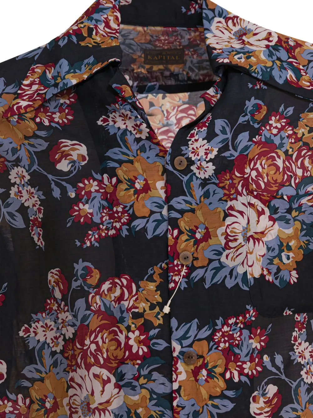 KAPITAL Overhemd met bloemenprint Zwart