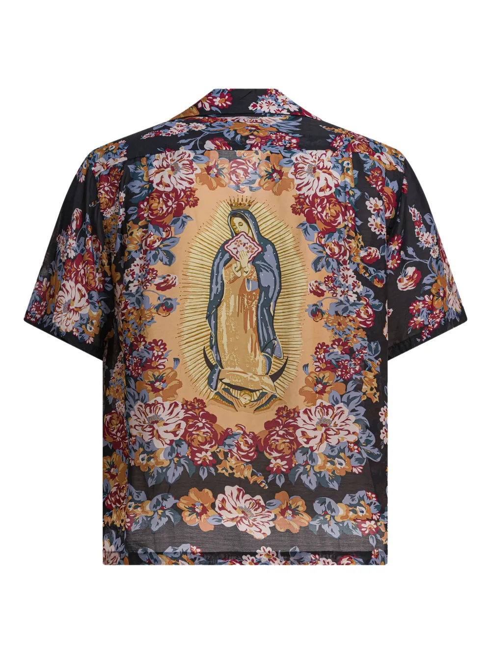 KAPITAL Overhemd met bloemenprint - Zwart