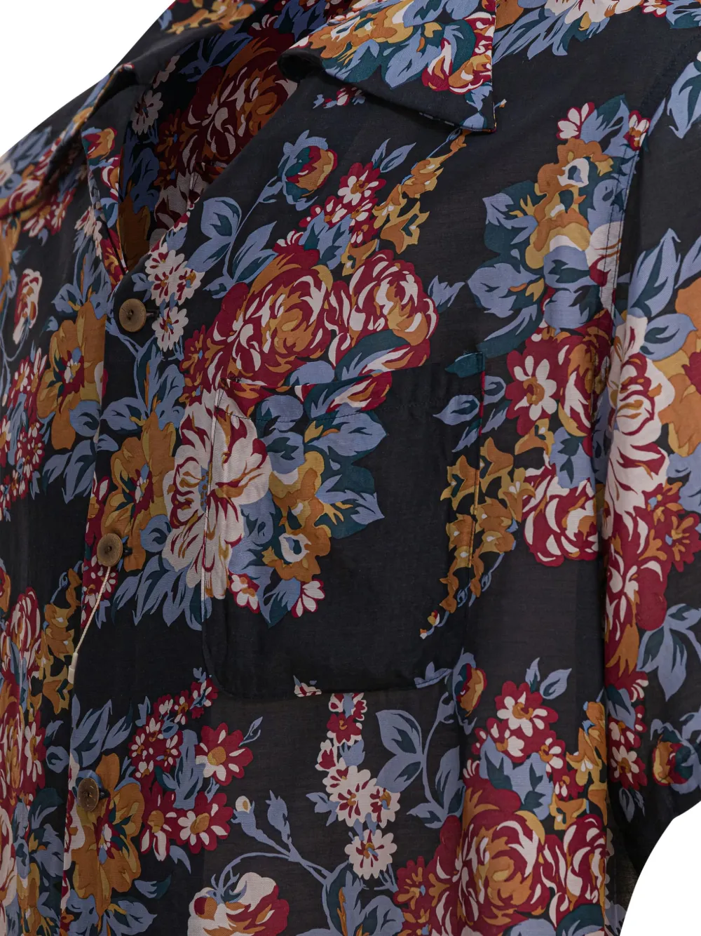 KAPITAL Overhemd met bloemenprint Zwart