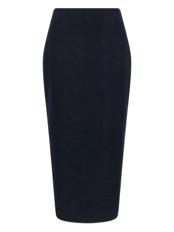 BLAZÉ Milano Sharewood Sussex Jacquard High-waist Midi Skirt in Blue