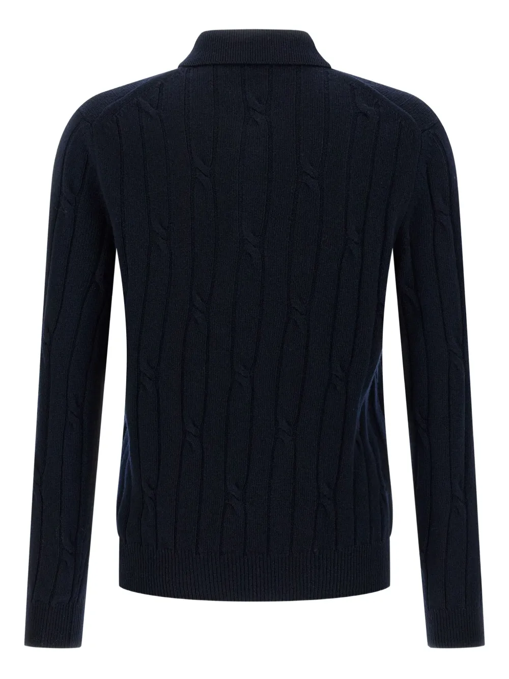 Zanone cable-knit button-placket polo shirt - Blauw