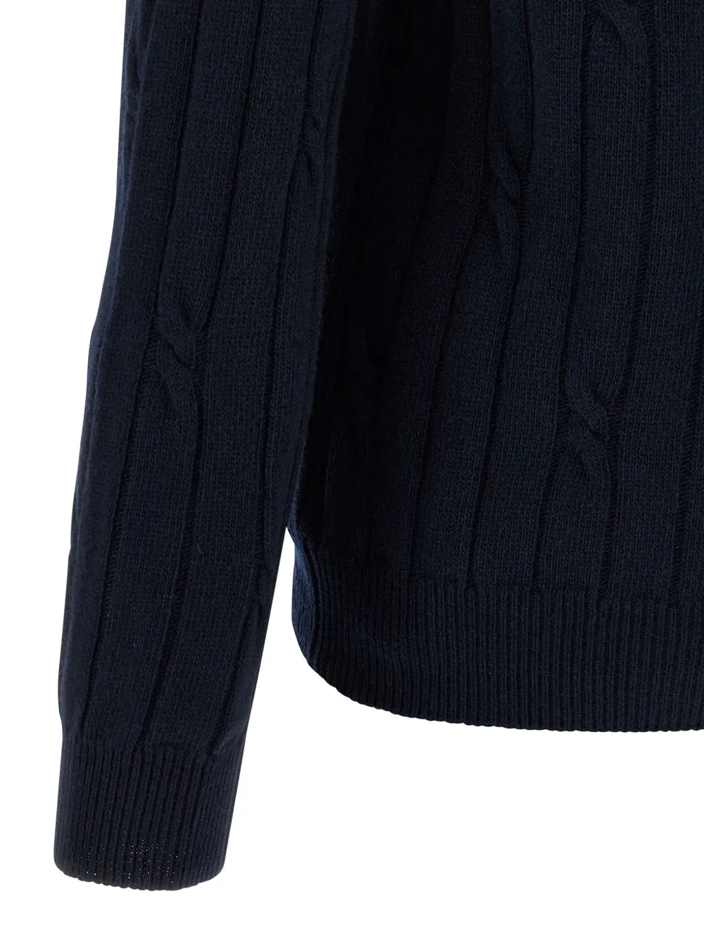 Zanone Kabelgebreid poloshirt met knopenbies Blauw