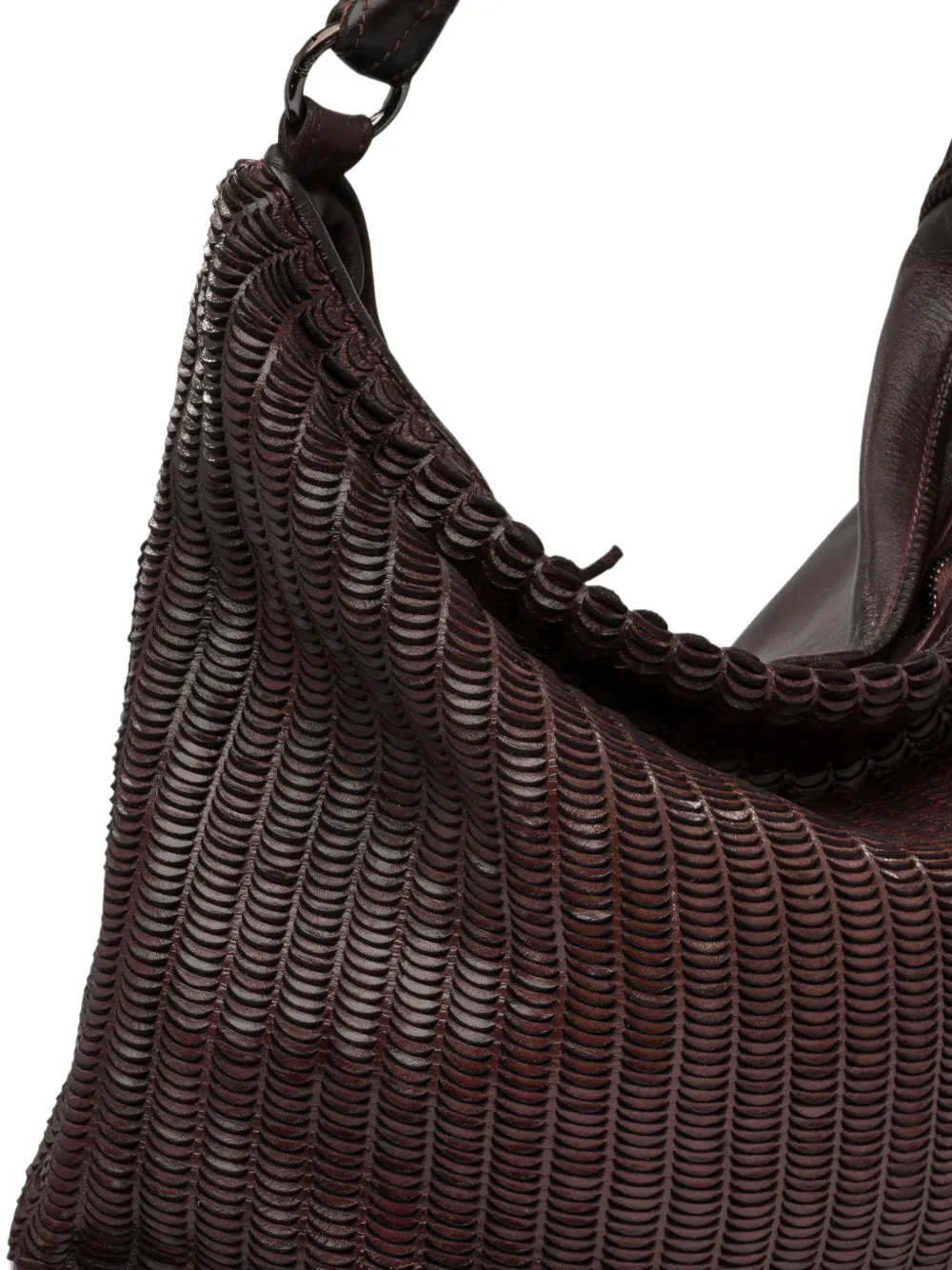 Reptile's House Lune Woven-leather Shoulder Bag In Brown