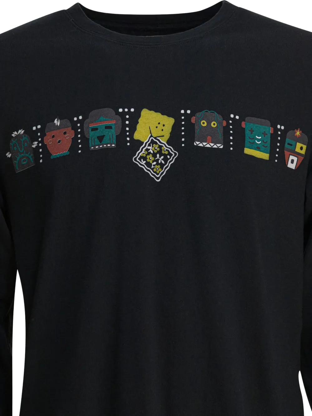 Kapital Graphic-print Long-sleeved T-shirt In Black