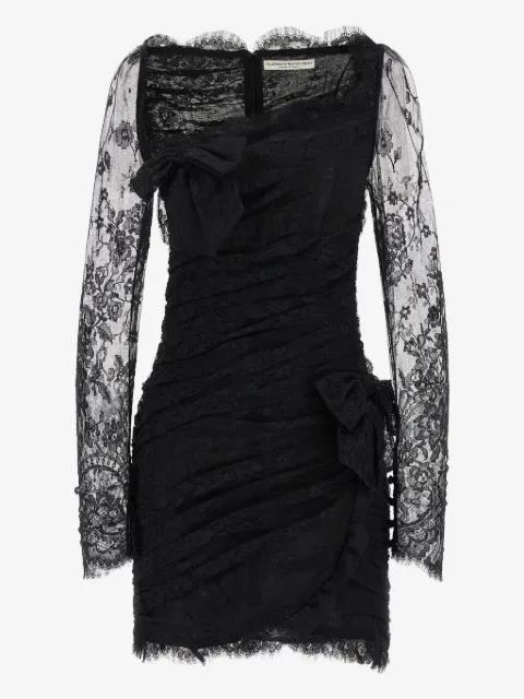 Alessandra Rich bow-detailed lace mini dress