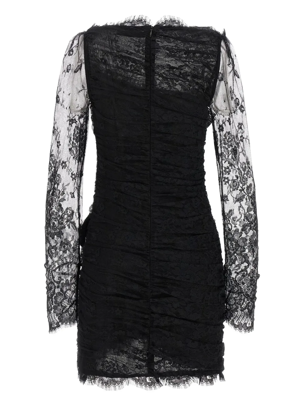 Alessandra Rich bow-detailed lace mini dress - Zwart