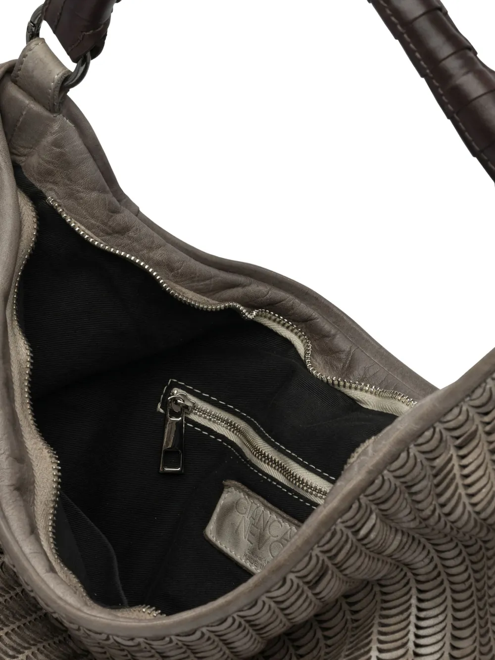 Reptile's House Atena Leather Shoulder Bag In Gray