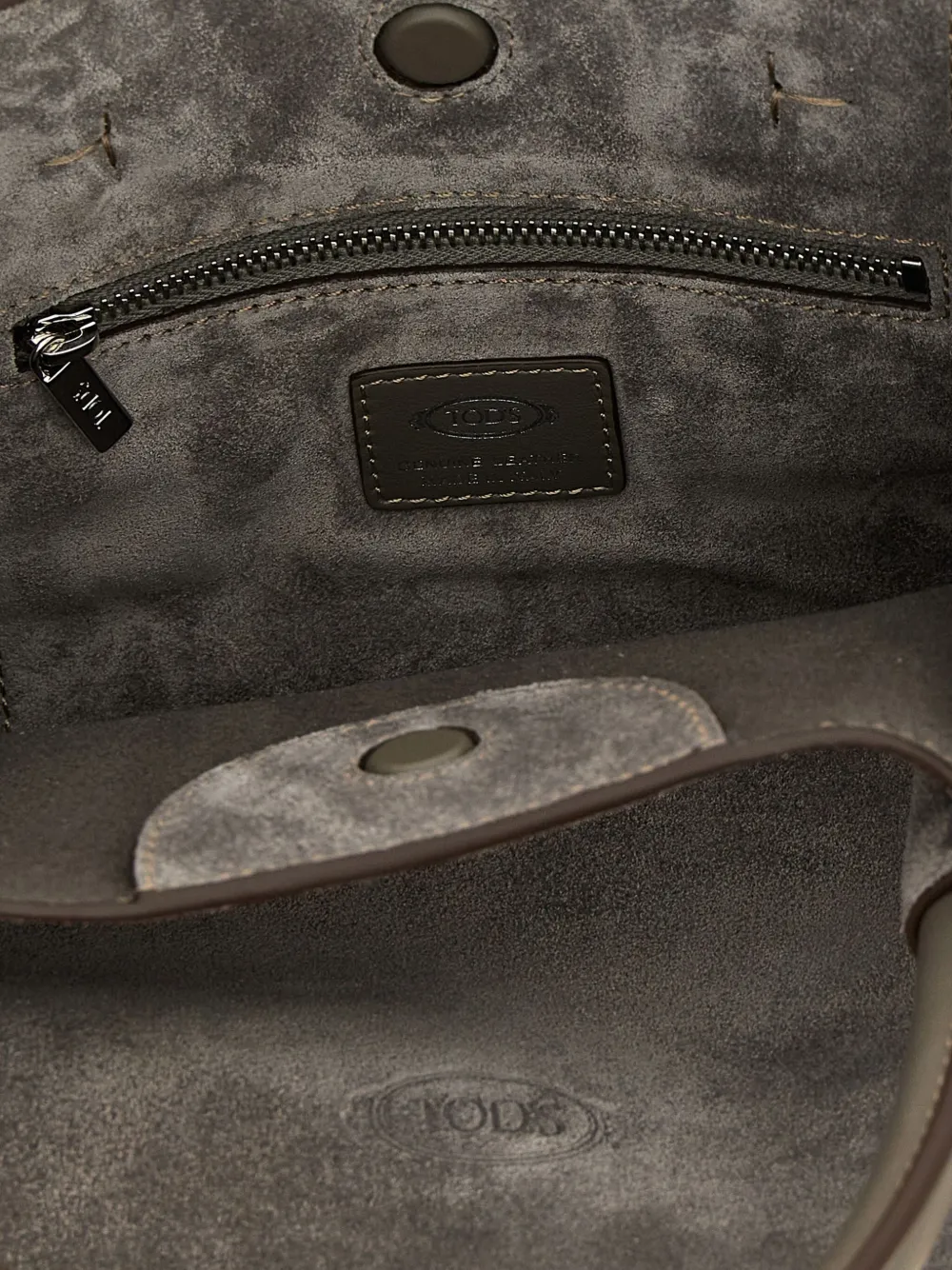 Tod's Small Drawstring Suede Tote Bag In Gray