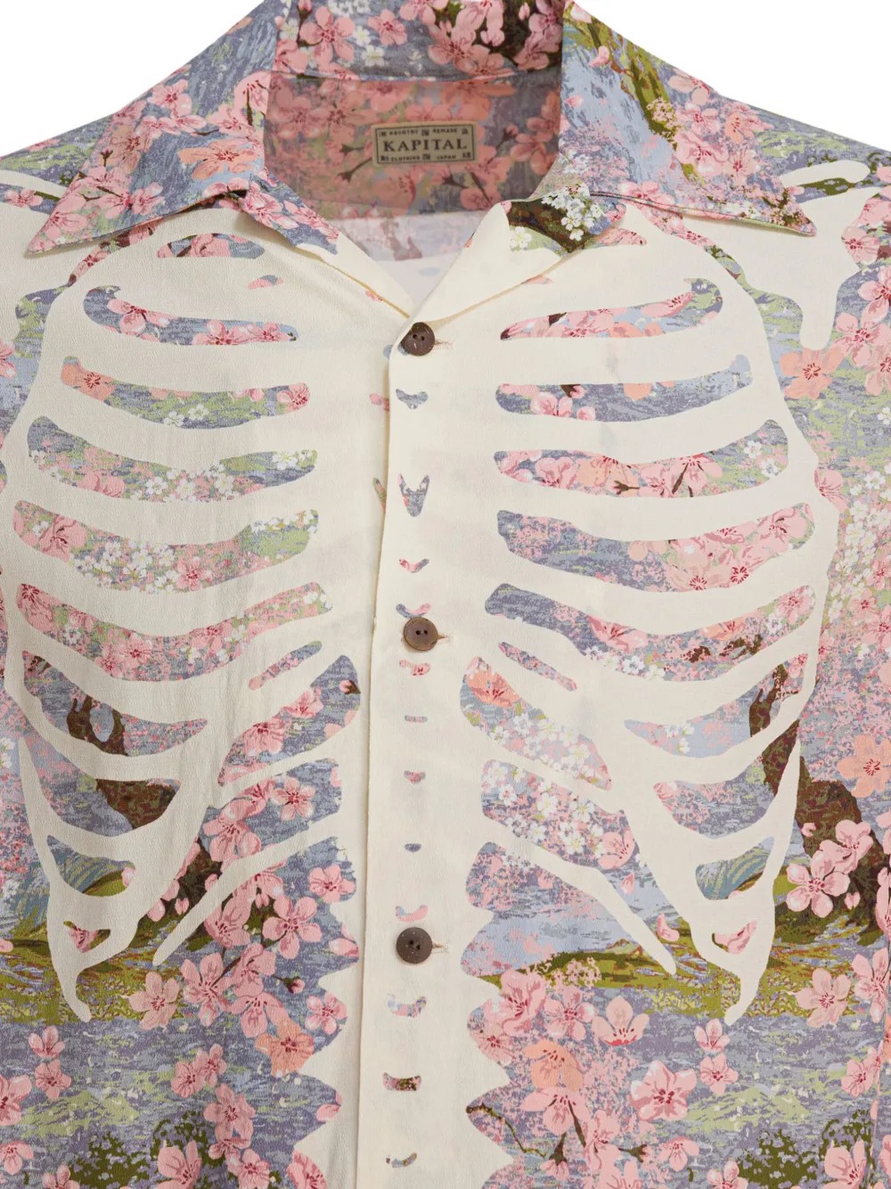 Kapital Floral-print Skeleton Shirt In Pink