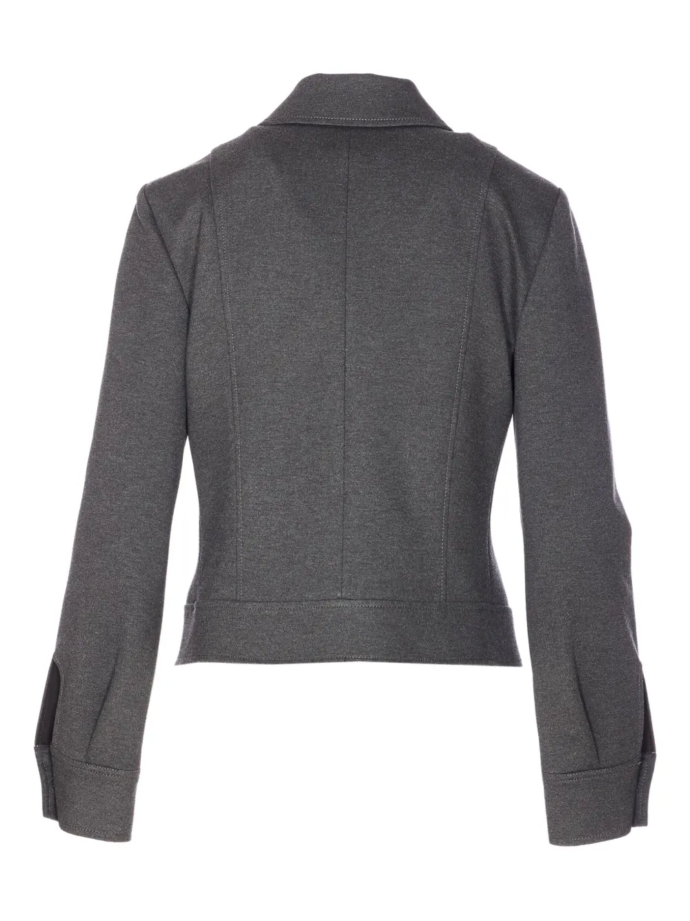 Liu •jo Logo-button Point-collar Jacket In Gray