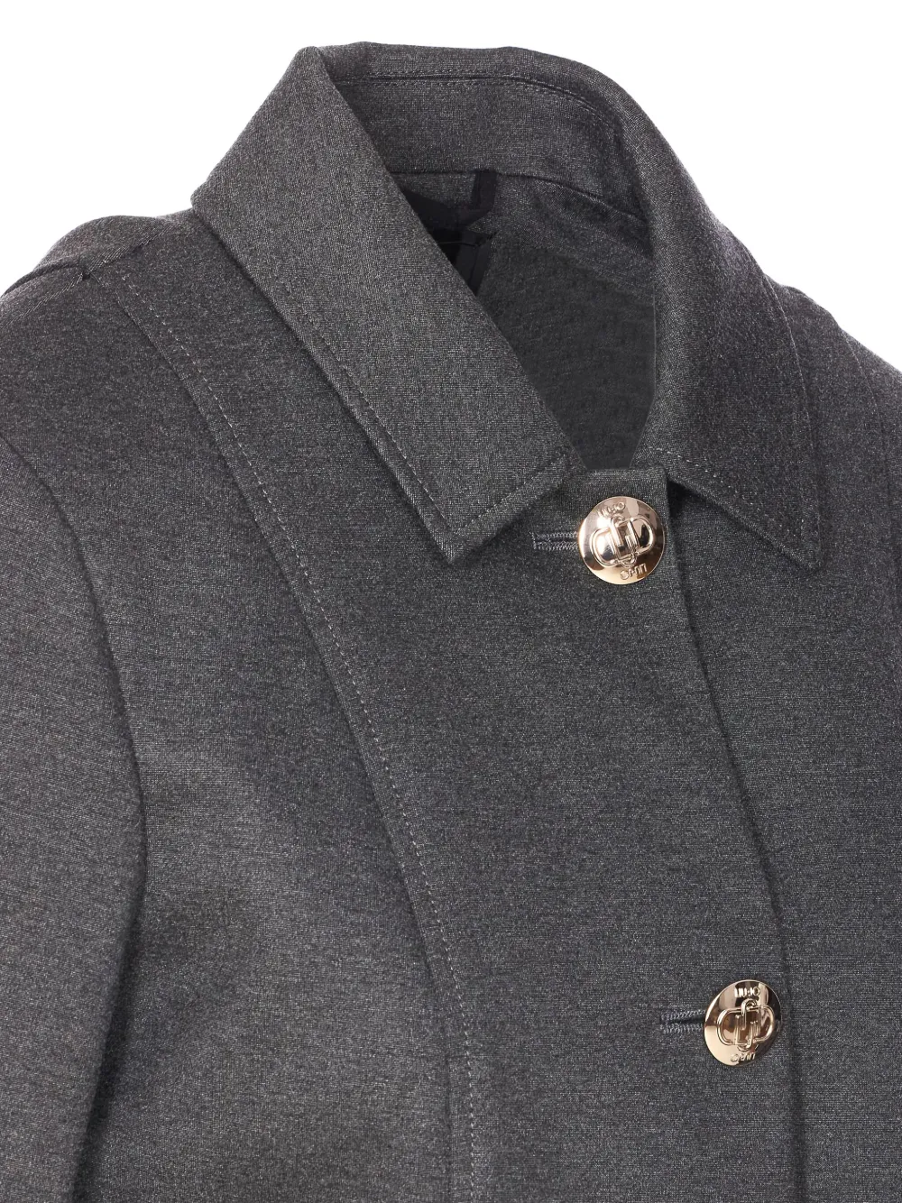 Liu •jo Logo-button Point-collar Jacket In Gray