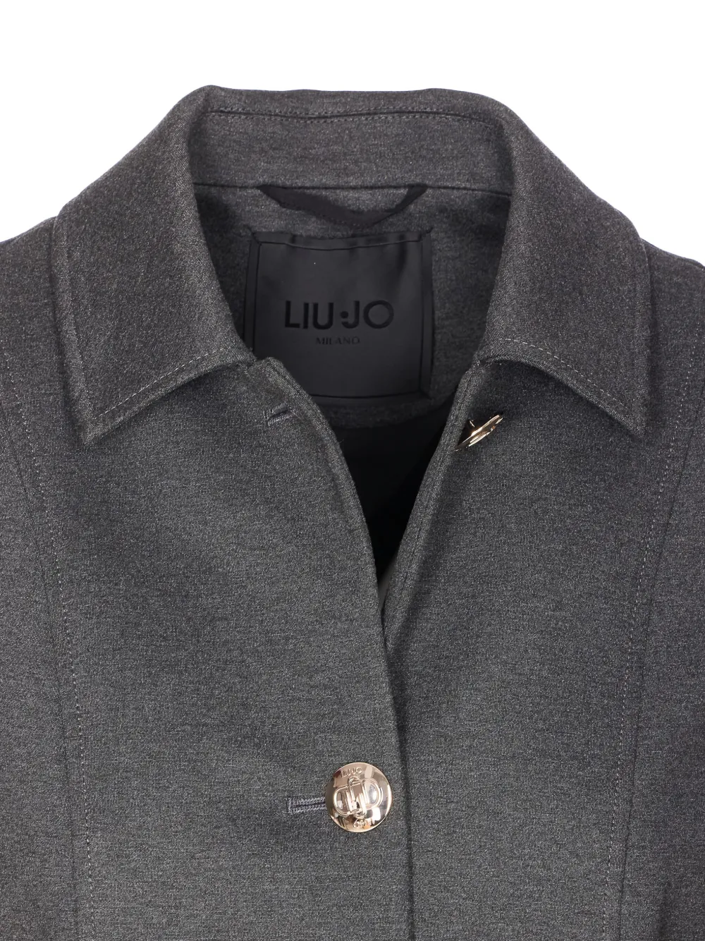 Liu •jo Logo-button Point-collar Jacket In Gray