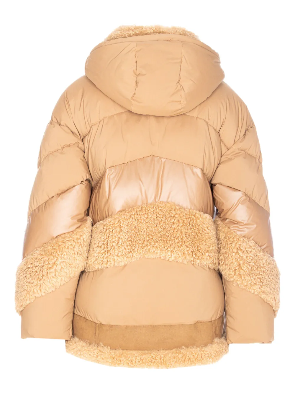 Vegancode Quilted Faux-fur Trim Coat In Neutral