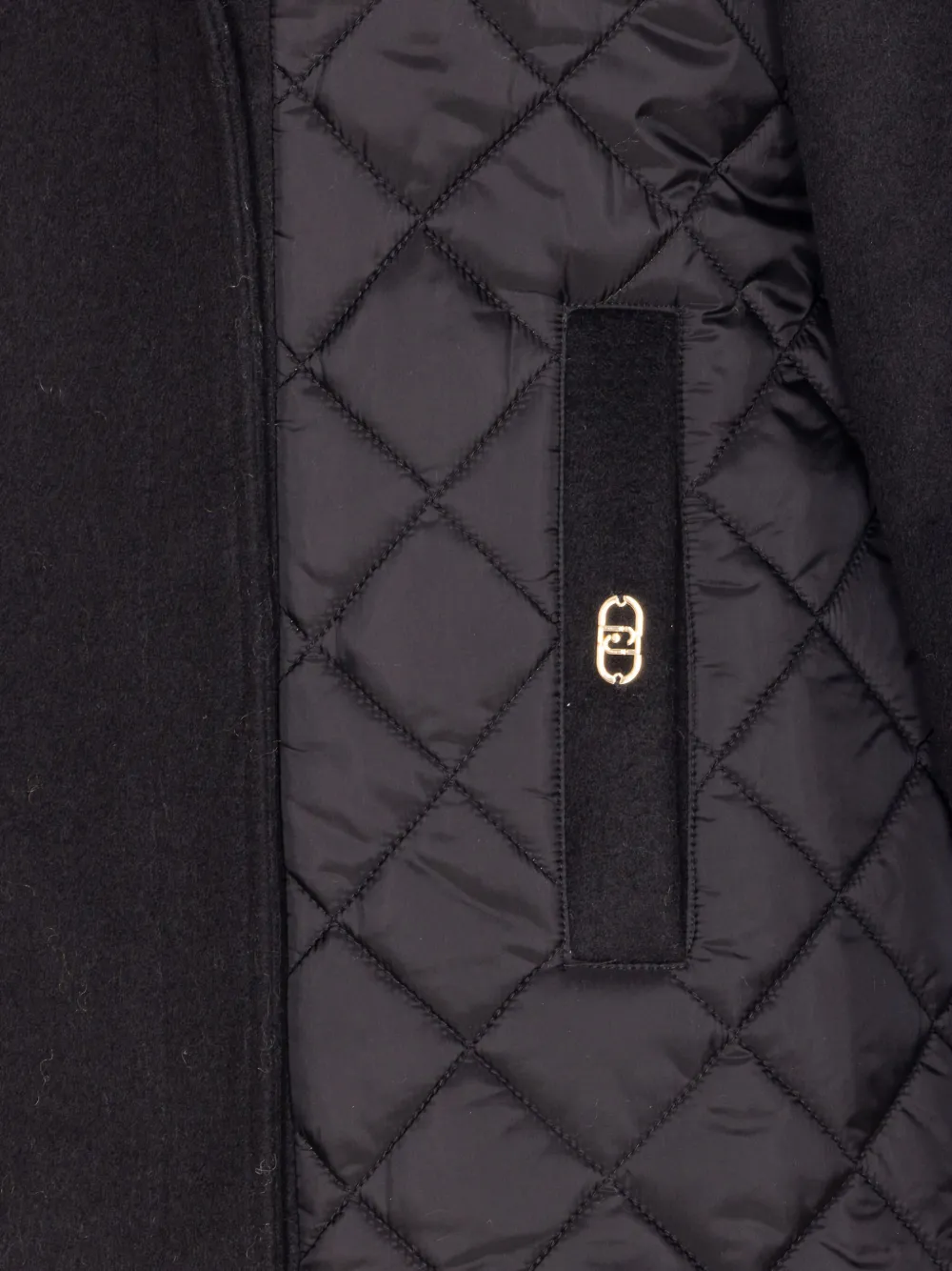 Liu •jo Quilted Wool-blend Coat In Black