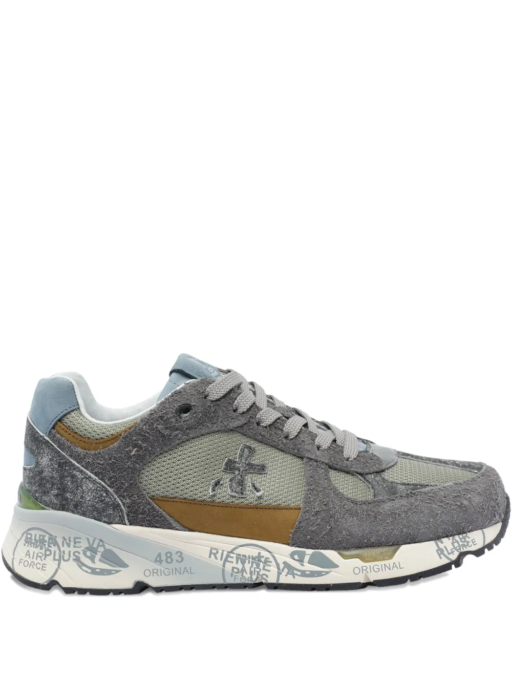 Premiata suede-panel lace-up sneakers Grey