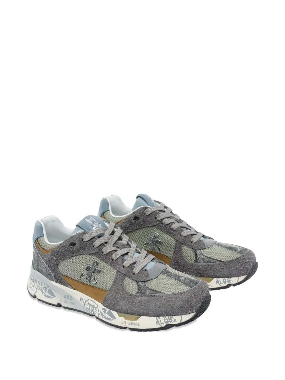 Premiata suede-panel lace-up sneakers Grey