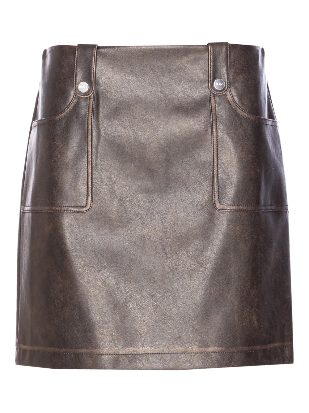 Liu •jo Snap-button Pocket Mini Skirt In Brown