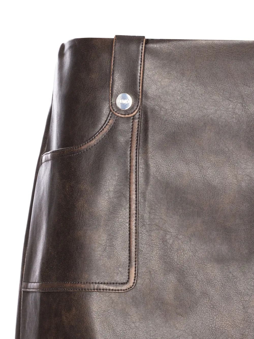 Liu •jo Snap-button Pocket Mini Skirt In Brown