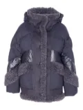 VEGANCODE quilted faux-fur trim coat - Blue