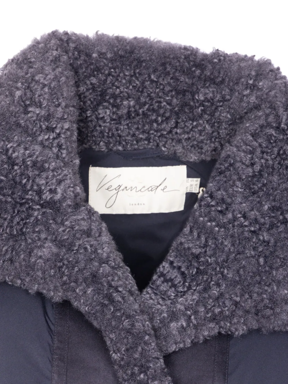 Vegancode Quilted Faux-fur Trim Coat In Blue