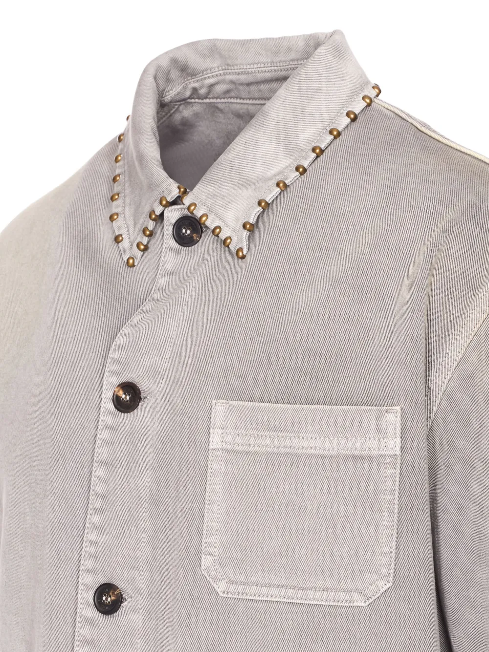 Golden Goose stud-embellished denim shirt Grijs