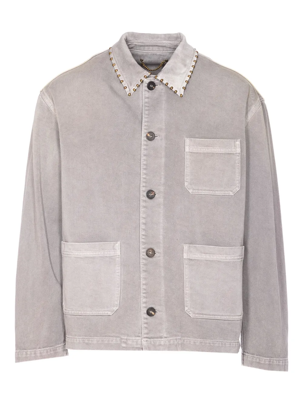 Golden Goose stud-embellished denim shirt Grijs