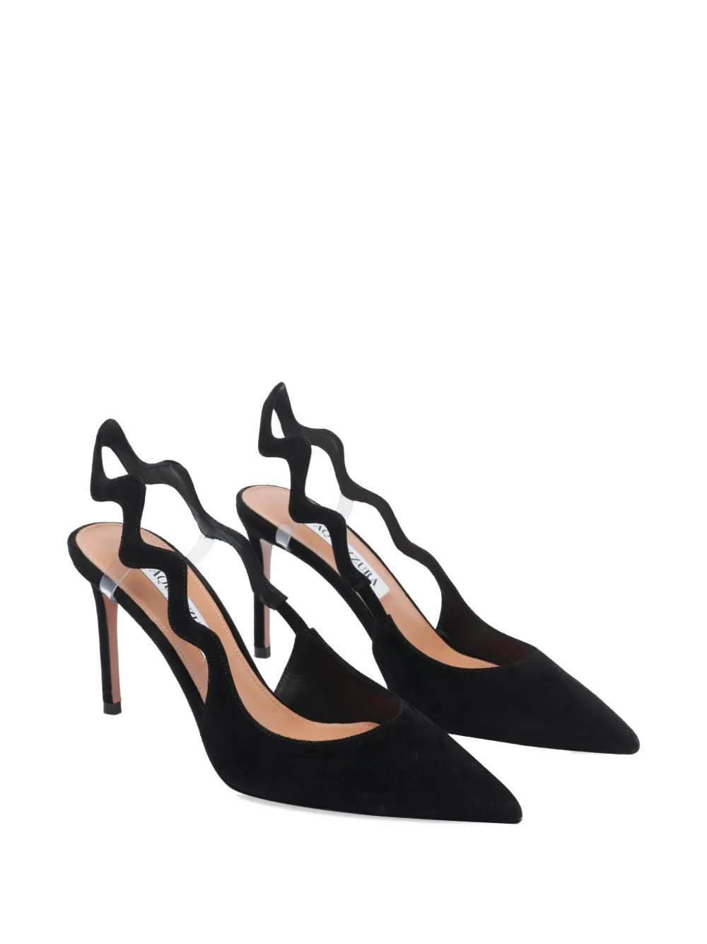 Aquazzura 85mm Artiste Sling wave-detail slingback pumps Black